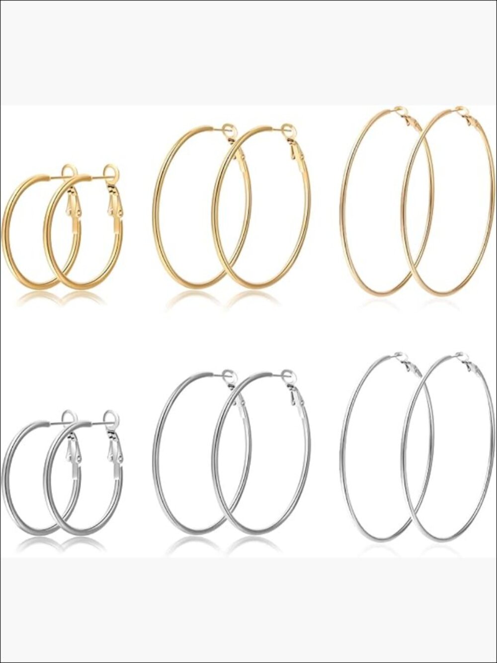 316L Stainless Steel Hoop Earrings Hypoallergenic Lightweight Large Hoops